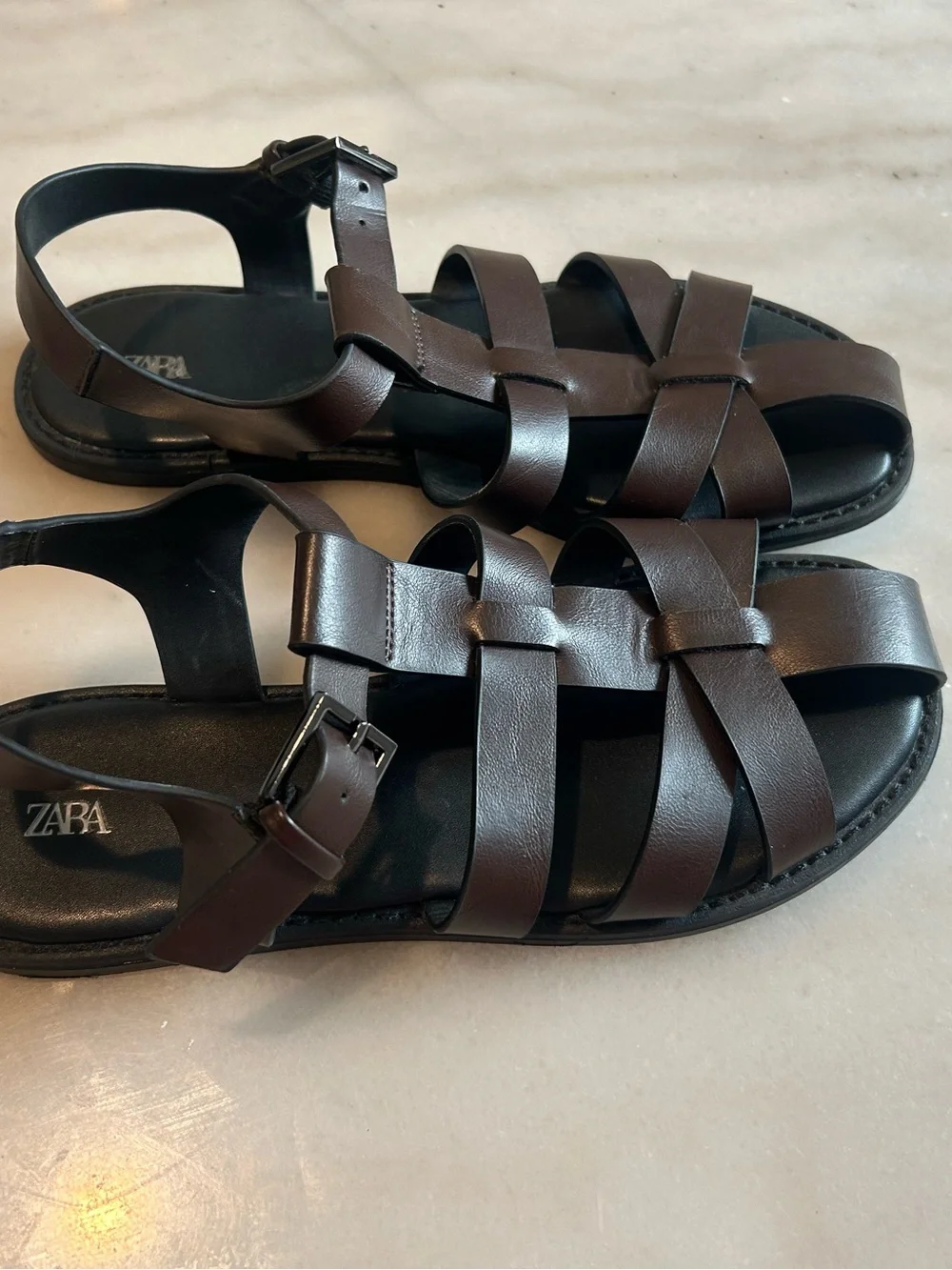 Sold!!!Brown Leather Cage Gladiator Sandals Size 37⁠  size us - Picture 6 of 9